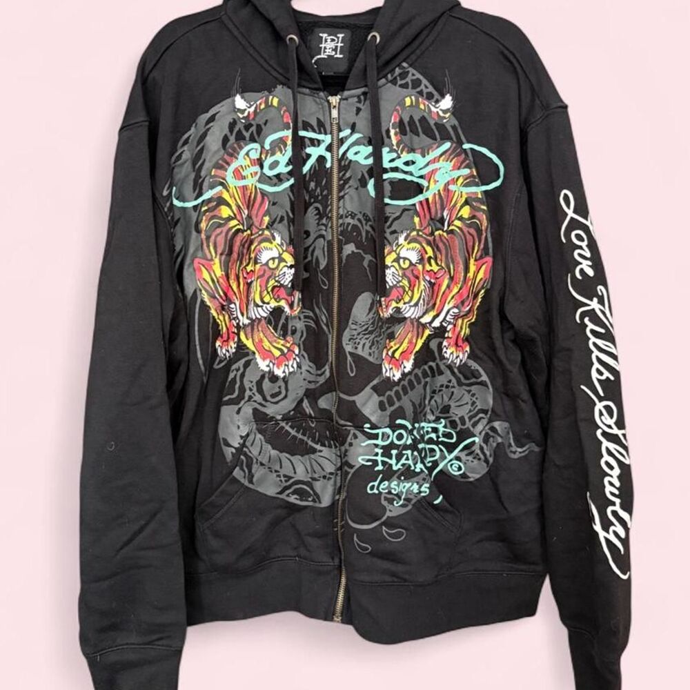 Ed Hardy "Crawling Tigers" zip up hoodie
